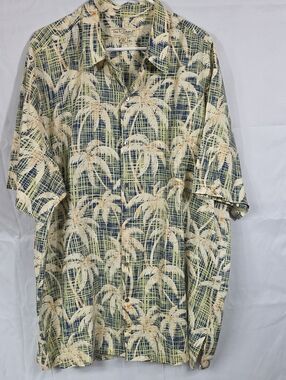 Tori Richard Honolulu Men’s Cream Palm-Print Short-Sleeve Shirt 2XLT (Chris #47)